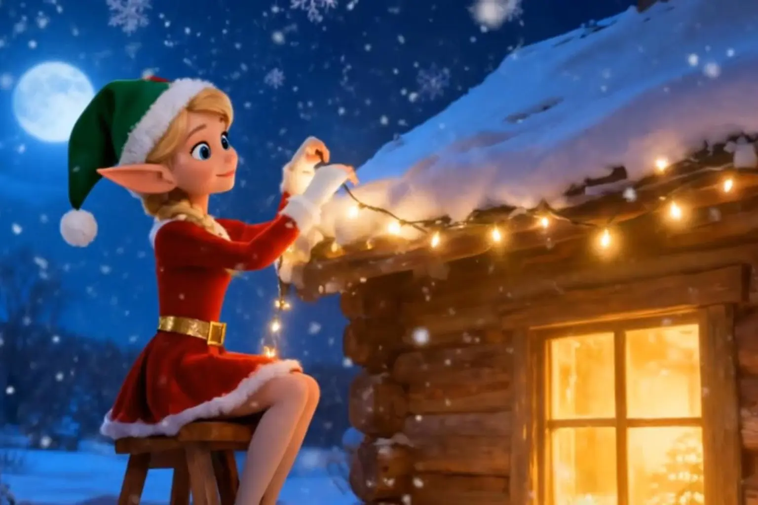 Trusty Saves Christmas animated holiday film poster featuring Trusty and Lady Elf