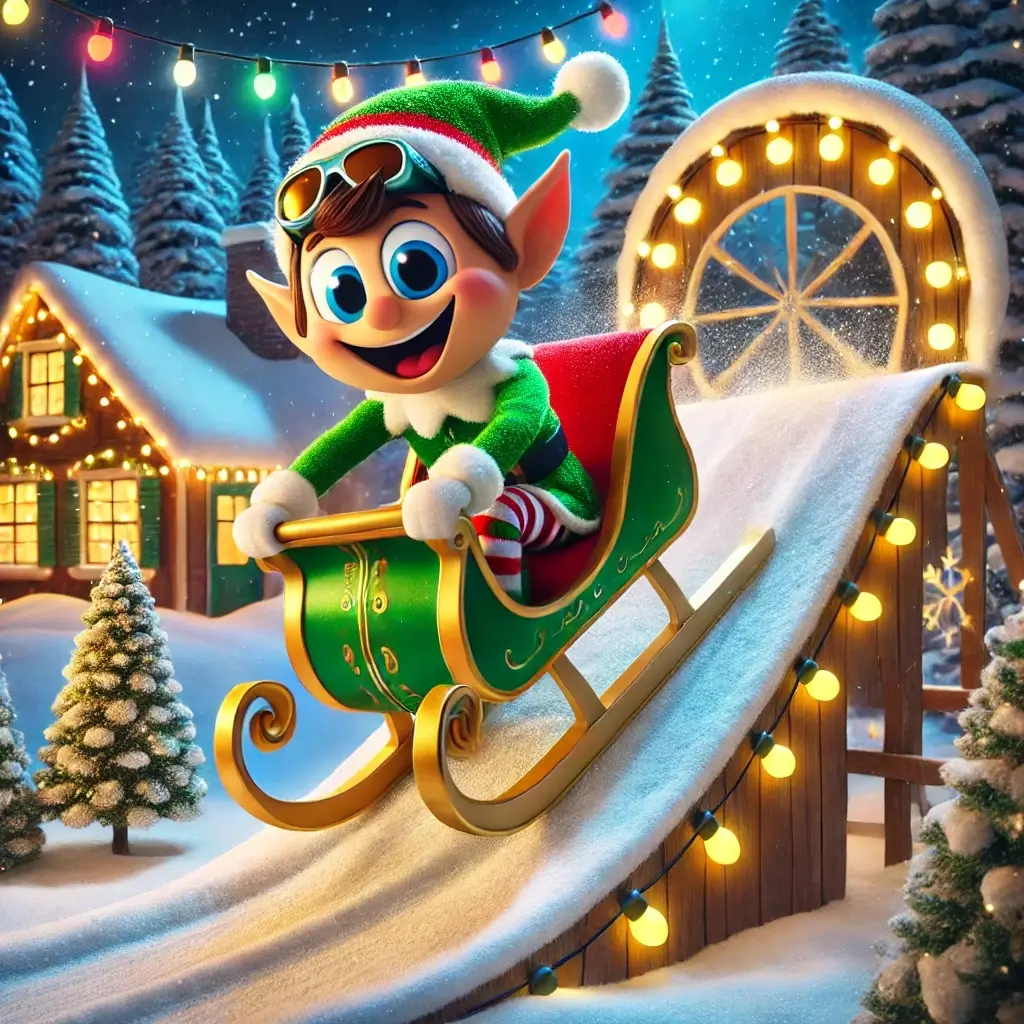 Trusty slides in sleigh down ramp Klyde Warren park